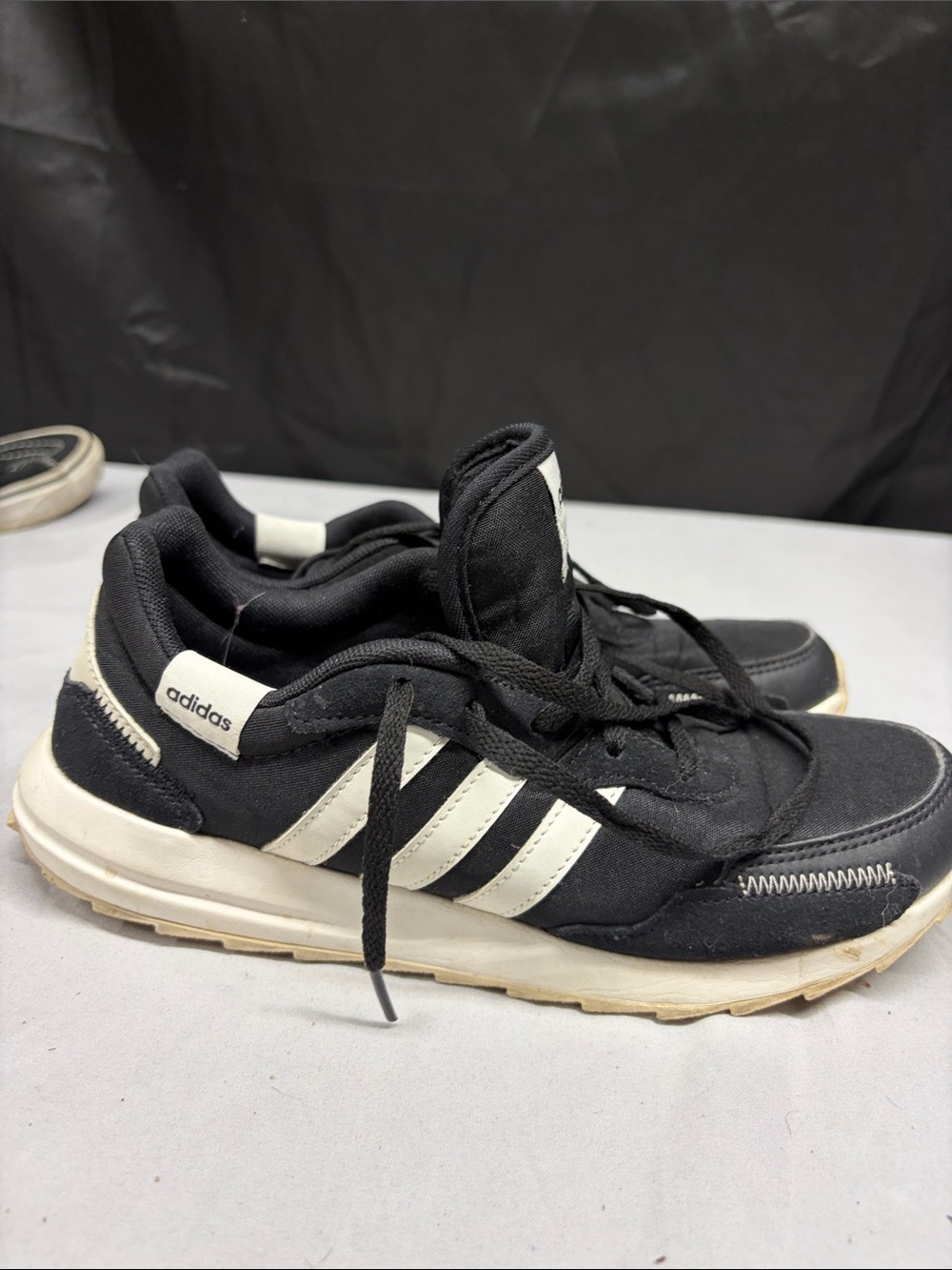 adidas Black Sneakers with White Three Stripes